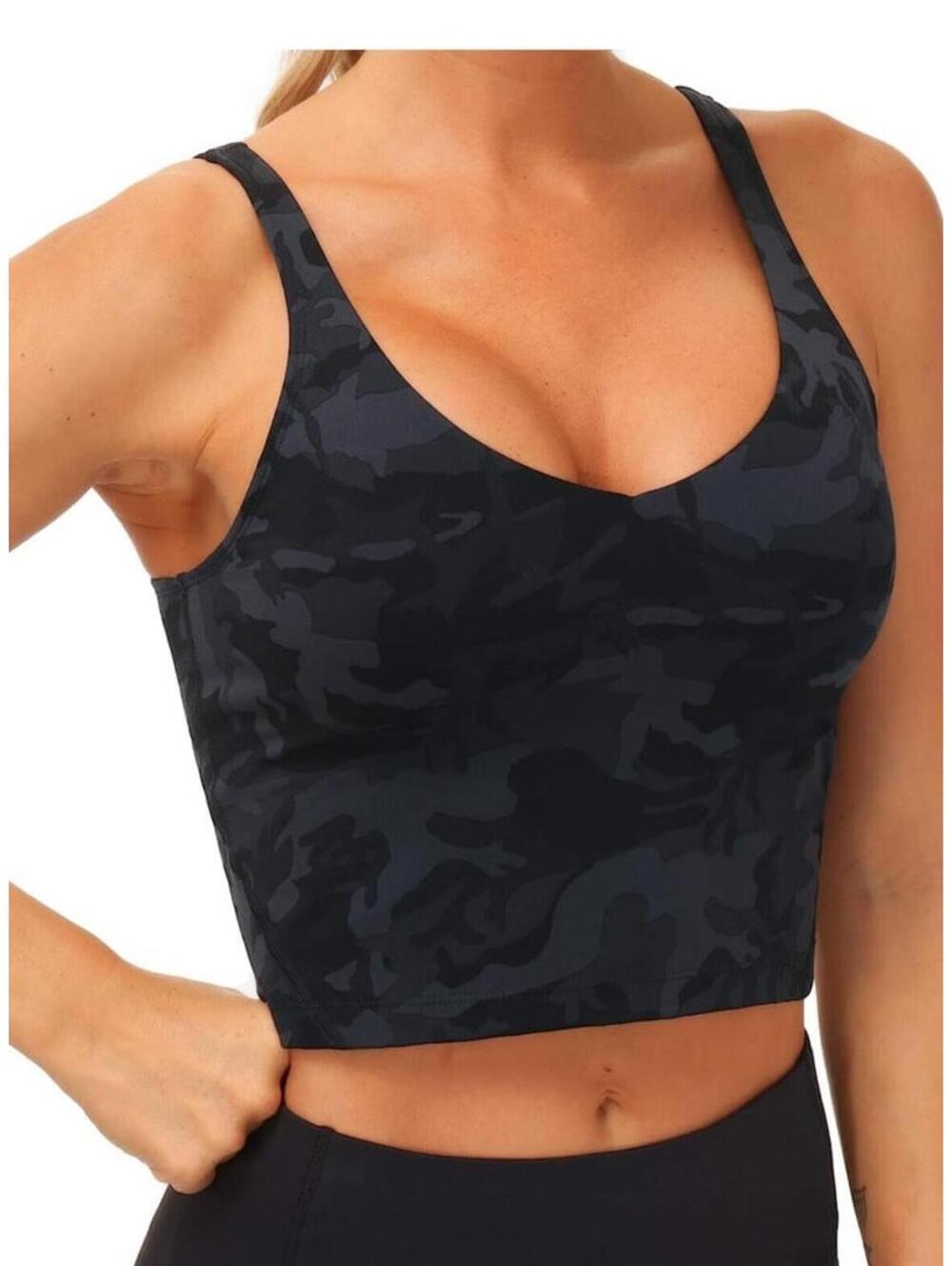 Black Camouflage Pattern Sports Bra Crop Top